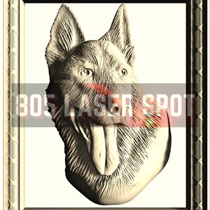Digitale Design Datei - Deutscher Schäferhund gerahmt - Glowforge - Laser Ready - Gravieren - SVG - 10"x 20" - Holzgravur - 3D Illusion