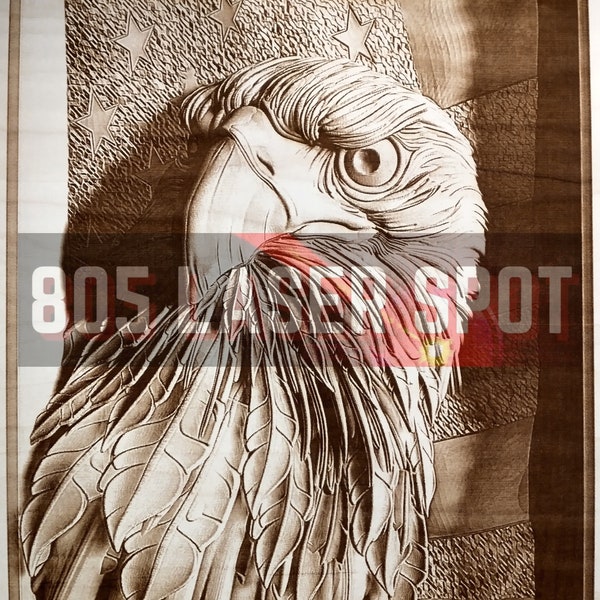 Digital Design File - American Eagle - Glowforge - Laser Ready - Engrave - SVG - 10" x 8" - Wood Engraving - 3D Illusion