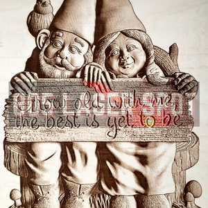 Digital Design File - Gnomes Grow Old With Me - Glowforge - Laser Ready - Engrave - SVG - 10&quot; x 6.7&quot; - Wood Engraving - 3D Illusion