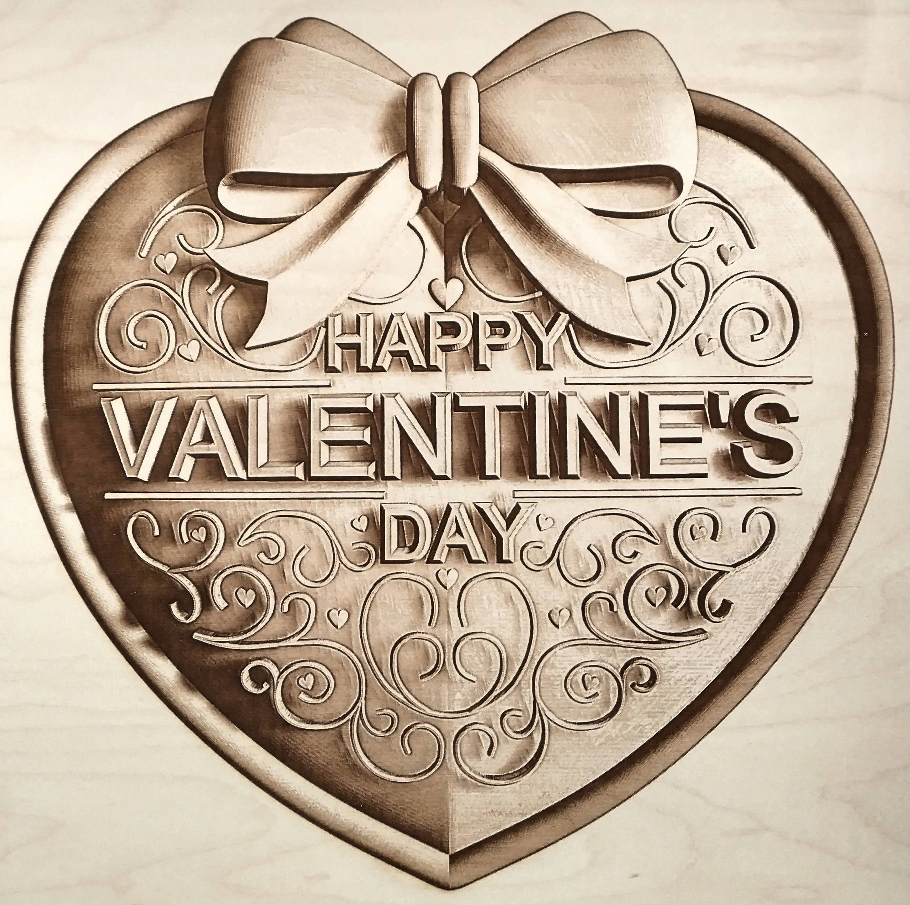 Digital Design File Happy Valentines Day Heart Glowforge | Etsy