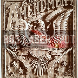 Digital Design File - 2nd Amendment Right To Bear Arms - Glowforge - Laser Ready - Engrave - SVG - 10" x 7" - Wood Engraving - 3D Illusion