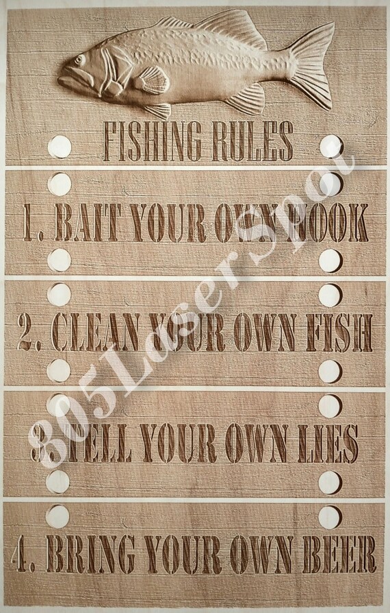 Digital Design File Fishing Rules Sign Laser Etsy