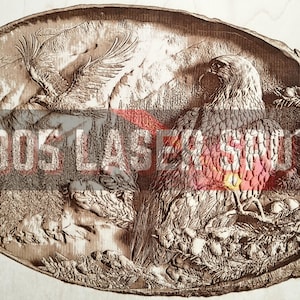 Digital Design File - Eagle Plaque - Glowforge - Laser Ready - Engrave - SVG - 10&quot; x 15.8&quot; - Wood Engraving - 3D Illusion