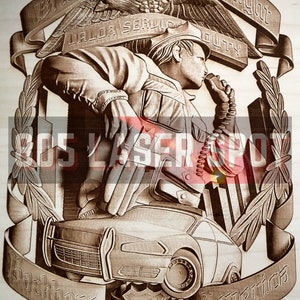 Digital Design File - Police Officer - Glowforge - Laser Ready - Engrave - SVG - 10" x 7.5" - Wood Engraving - 3D Illusion