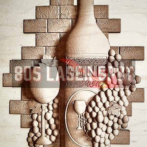 Digital Design File - Wine Bottle Sign - Glowforge - Laser Ready - Engrave - SVG - 10" x 7" - Wood Engraving - 3D Illusion