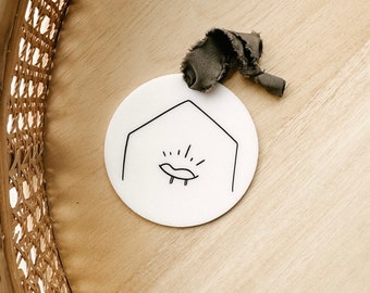 baby Jesus ornament | manger | acrylic disc | minimal ornament