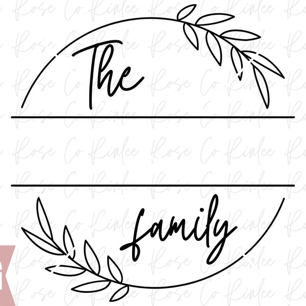 Familienname Monogramm Svg, Nachname Leafy Kranz svg, Split Name Svg, Blumenkranz svg, Kranz Rund svg, Hochzeit Monogramm svg,