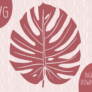Monstera Leaf SVG | Tropical Leaves Cut File, Floral/Leafy Digital Clip Art, Palm Leaf Digital Download, Silhouette