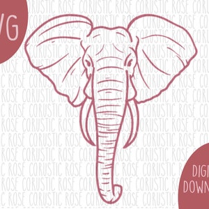 Elephant Face SVG Cut File | Animal Silhouette | Nursery Design