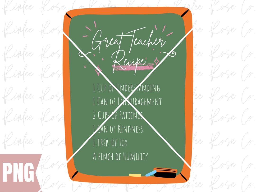 Great Teacher Recipe PNG, Cutting Board Tag, Recipe for Teacher Design ...
