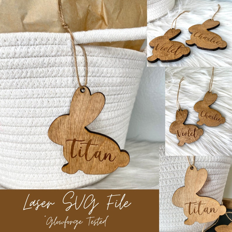 Easter Bunny Basket Tag Laser Cut SVG File Bunny Shaped Etsy
