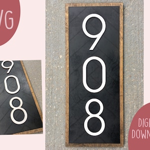 Herringbone Address Sign DIGITAL FILE - SVG for Glowforge/Laser Cutter -Chevron House Number File