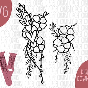 Arquivo de corte SVG de coração e redemoinhos florais | Pulseira de relógio de silicone Apple | Download digital para Glowforge/cortador a laser