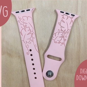 Arquivo de corte SVG floral frondoso Monstera | Pulseira de relógio de silicone Apple | Download digital para Glowforge/cortador a laser