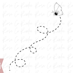 Flying Butterfly SVG, Butterfly DIGITAL cut file, Dashed Line Butterfly  file
