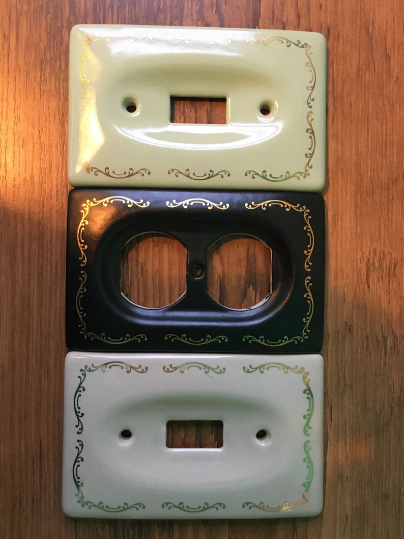 Two Ceramic switch plate covers and one outlet cover Etsy
