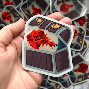 Dice Mimic Chest Prism Holographic Dungeons and Dragons TTRPG Vinyl Sticker