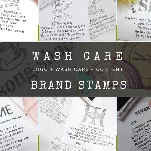 WASH CARE LABEL stamps | Compliancy stamp Usa | Fabric Content stamp | Cpsia Compliant Stamp | Wash Care Instruction rubber stamp  | Brand