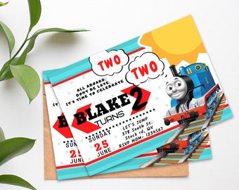 Thomas the tank engine - Birthday digital invitation, Thomas theme party, Thomas Engine birthday, digital card, Cartoon Birthday Invitation