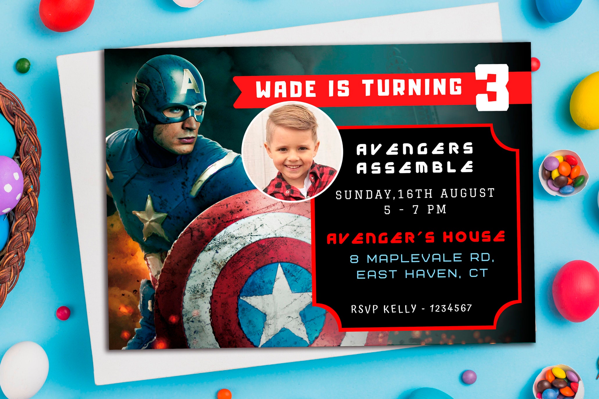 Digital Invitation Captain America Avengers Invitation Etsy