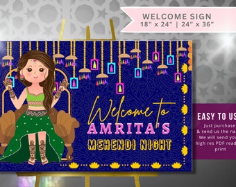 Digital Invitation - HENNA MEHENDI WELCOME Sign | Indian Wedding Welcome Sign | Mehendi Welcome Signs | Mehndi  Bridal Welcome signs