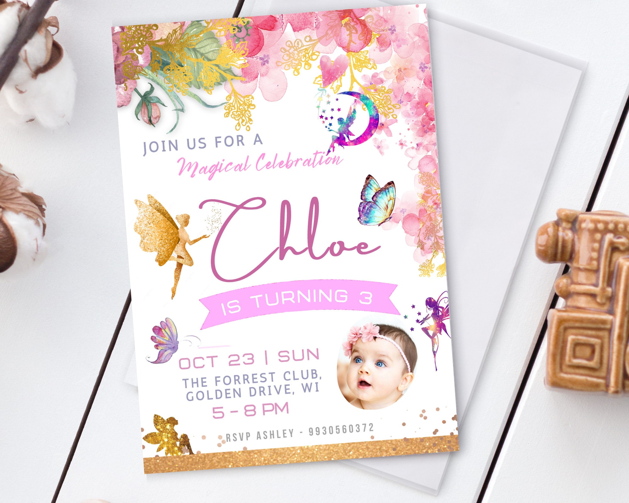 Fairy Invitation Fairy Birthday Party Tinkerbell Invitation FAIRY BIRTHDAY INVITATION Editable Invitation Editable Fairy
