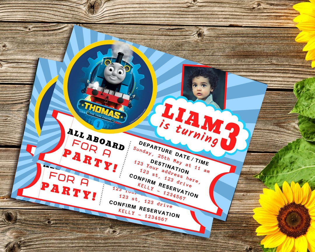 Thomas the Tank Engine Birthday Digital Invitation, Thomas Theme Party ...