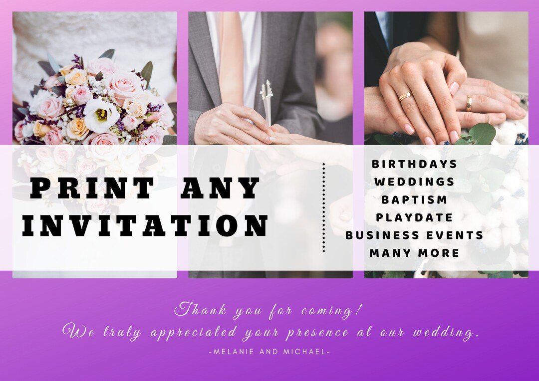 Invitation Printing Services Birthday Card Printing Wedding Etsy
