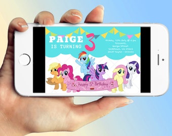 My little Pony Birthday invitation, My little Pony birthday party invite, Digital Birthday invitation, Pinkie Pie, Digital Invitation