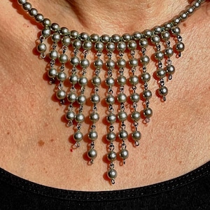 Beaded Silver Waterfall Necklace