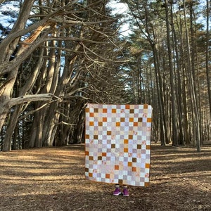 Purple, Orange, and Neutral Scrap Fabric Patchwork Quilt, Gender Neutral image 2