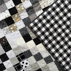 Black and White Scrappy Trip Around the World Large Throw Quilt - Etsy