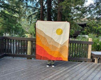 Golden Canyons Landscape Mountains Quilt Throw
