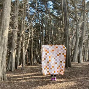 Purple, Orange, and Neutral Scrap Fabric Patchwork Quilt, Gender Neutral image 4