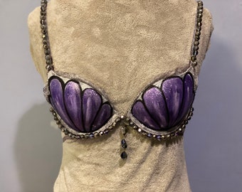 Mermaid Bra ~Purple ~ With Matching Earrings