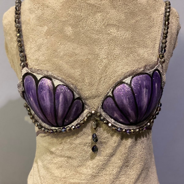 Mermaid Bra ~Purple ~ With Matching Earrings