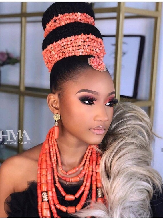 African Bridal Coral Setcoral Beads Wedding Setafrican Head Etsy