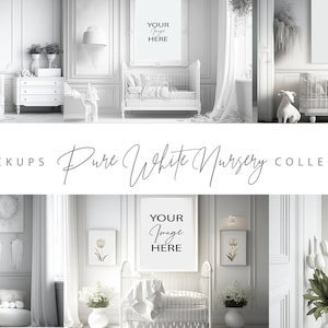 10 Pure White Nursery Wall Art MOCK UP Bundle, Digital Mockup, Wall Art, Print for Nursery, Baby Room Frame Mock Up, Frame for kids Mock up