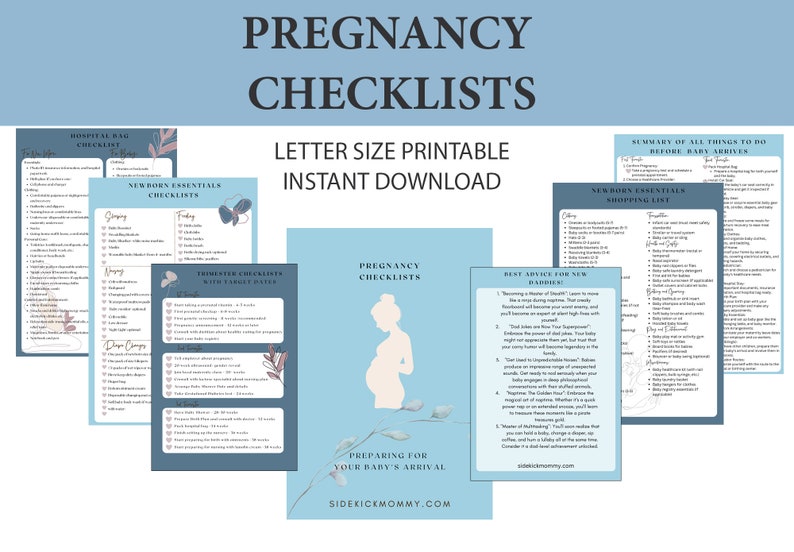 Pregnancy Checklists Bundle Printable, Pregnancy to Do Lists PDF