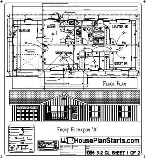 2 Bedroom 2 Bath Model Home Plans With 1056 Sf Living Space From Designer Elbert Hardy Houseplanstarts Garage R And L Flyers With Sample