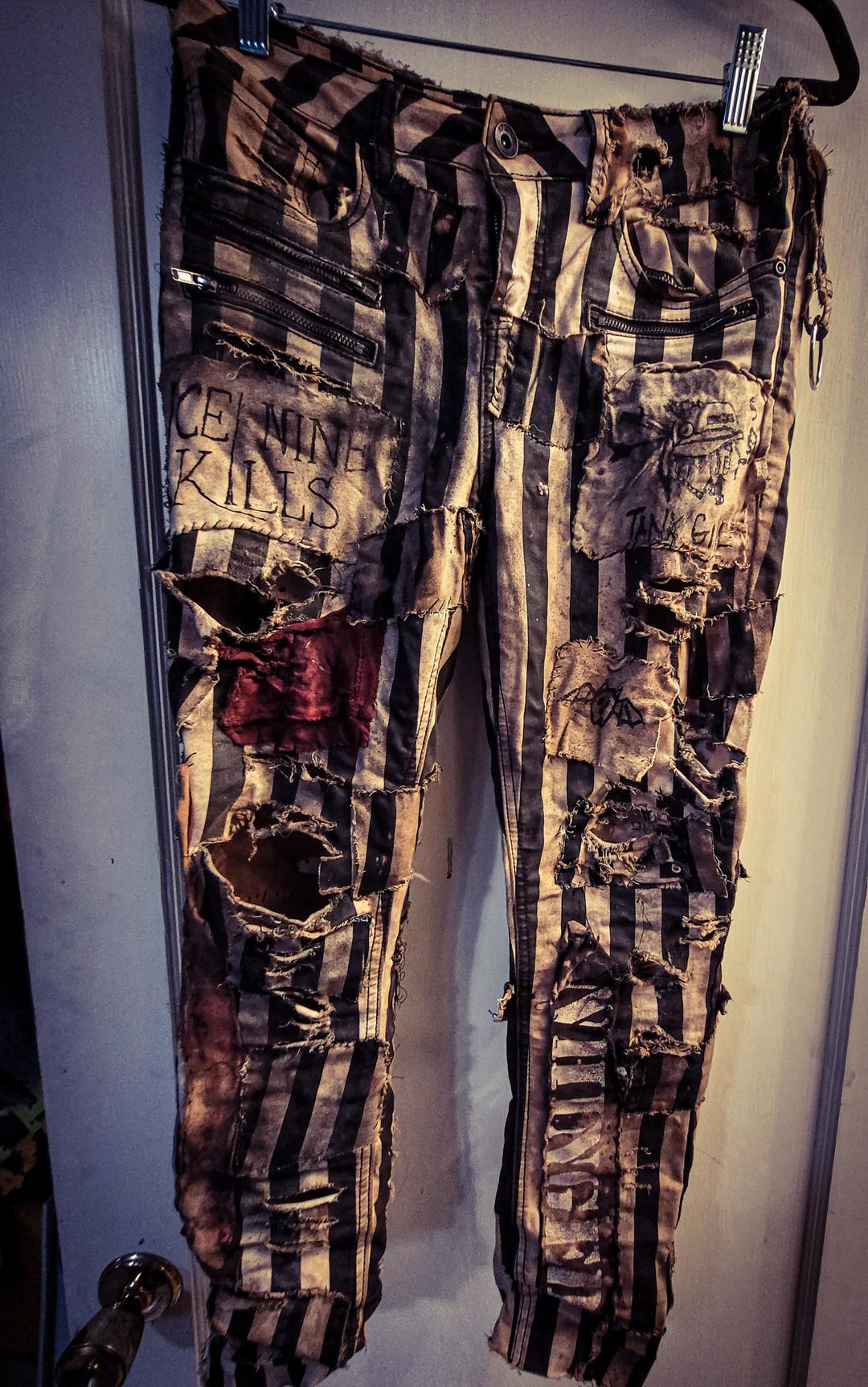 Apocalypse Punk Striped Patch Pants - Etsy