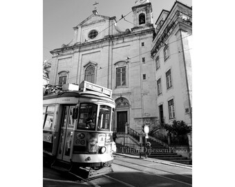 Tram on Hill in Lisbon // Portugal Wall Prints // Travel Art Decor // Lisbon Photography // Art Prints // Pastel Decor