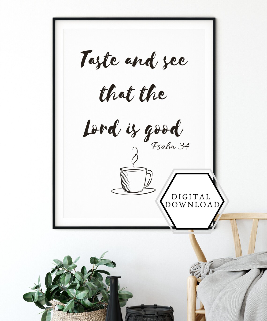 Christian Coffee Quote Art Printable Farmhouse Coffee Bar Etsy