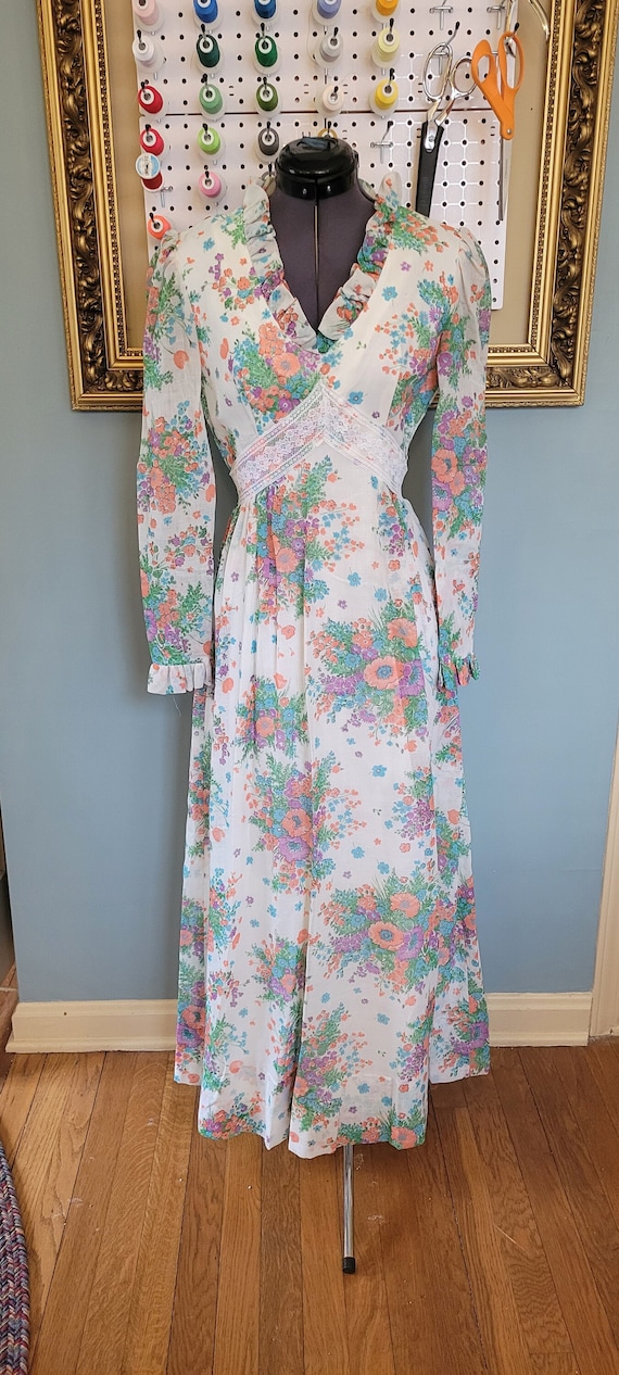 70s bandana print prairie dress