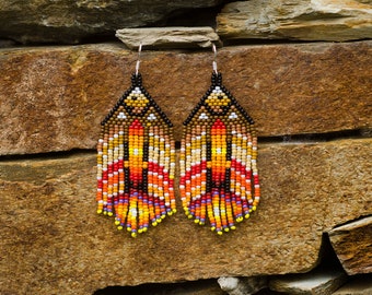 Handmade Beaded Eagle Earrings, Seed bead Earrings, Garuda, Condor, inspired by nature, boho earrings,  earrings