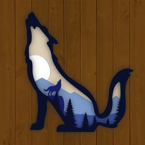 Download Wolf Multilayer laser cut files SVG for Glowforge/Vector ...
