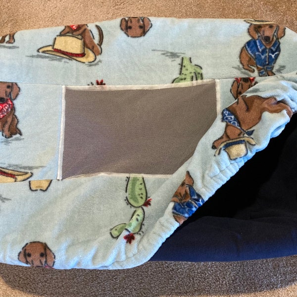 SHIPS FREE Whelping Laundry Basket Cover - Liner and Topper Set for Litters - Western Cowboy Dachshunds - Navy Blue Bottom Liner