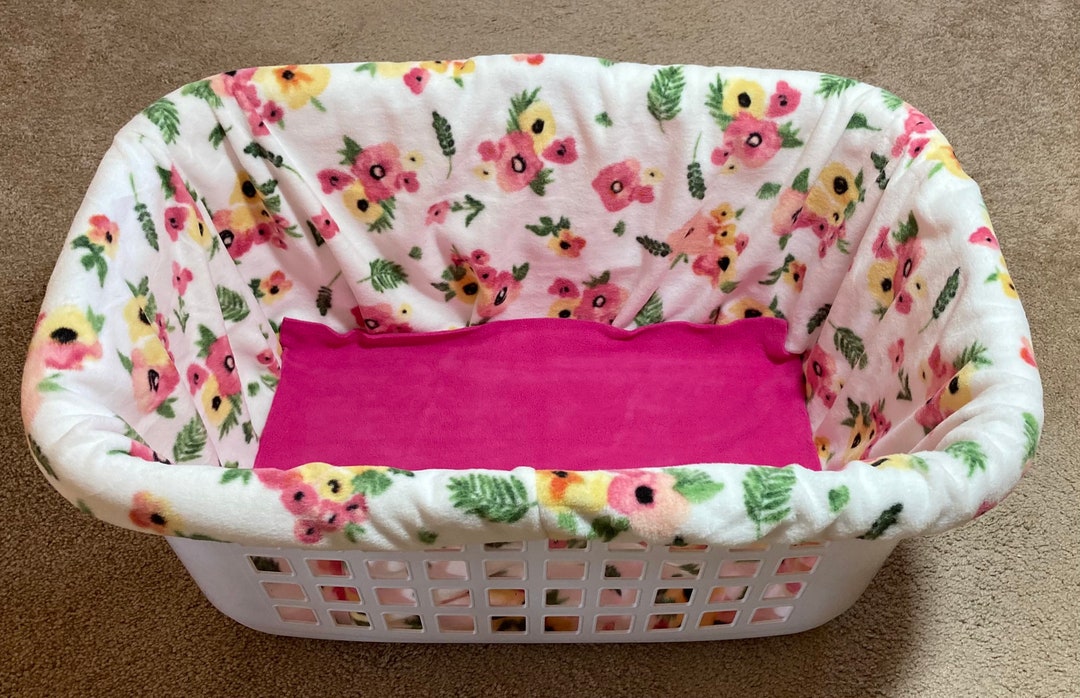 Whelping Laundry Basket Cover Liner for Litters Puppies Kittens Floral