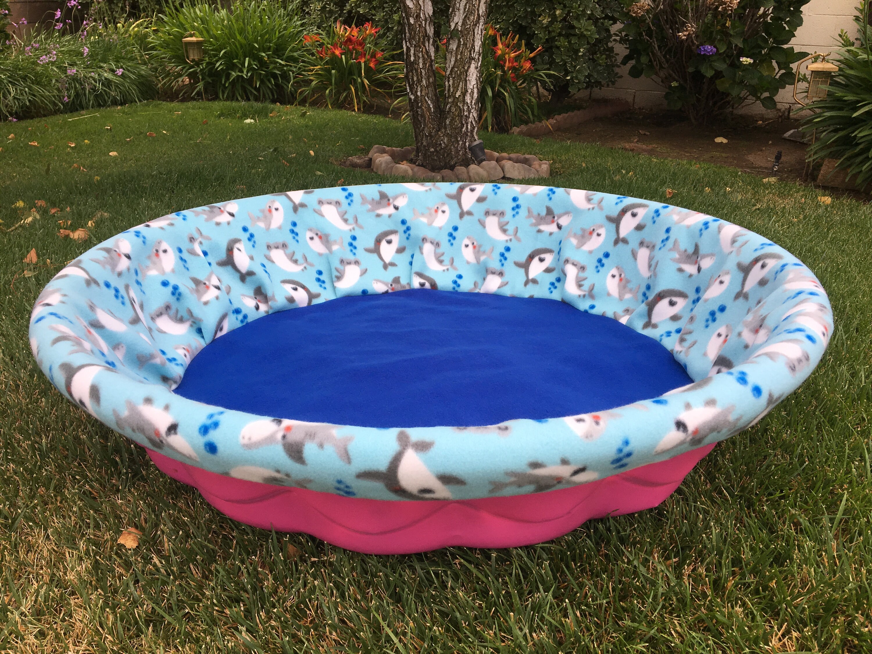 SMALL Fleece Whelping Pool Box Bed Cover Happy Sharks with Etsy