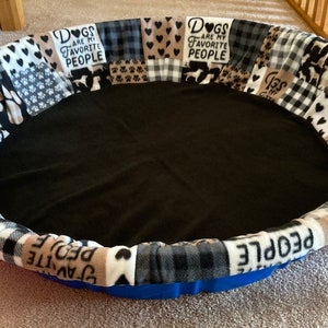 SMALL Fleece Whelping Pool Cover - Dogs, Hearts, Paw Prints and Checks - Black Bottom